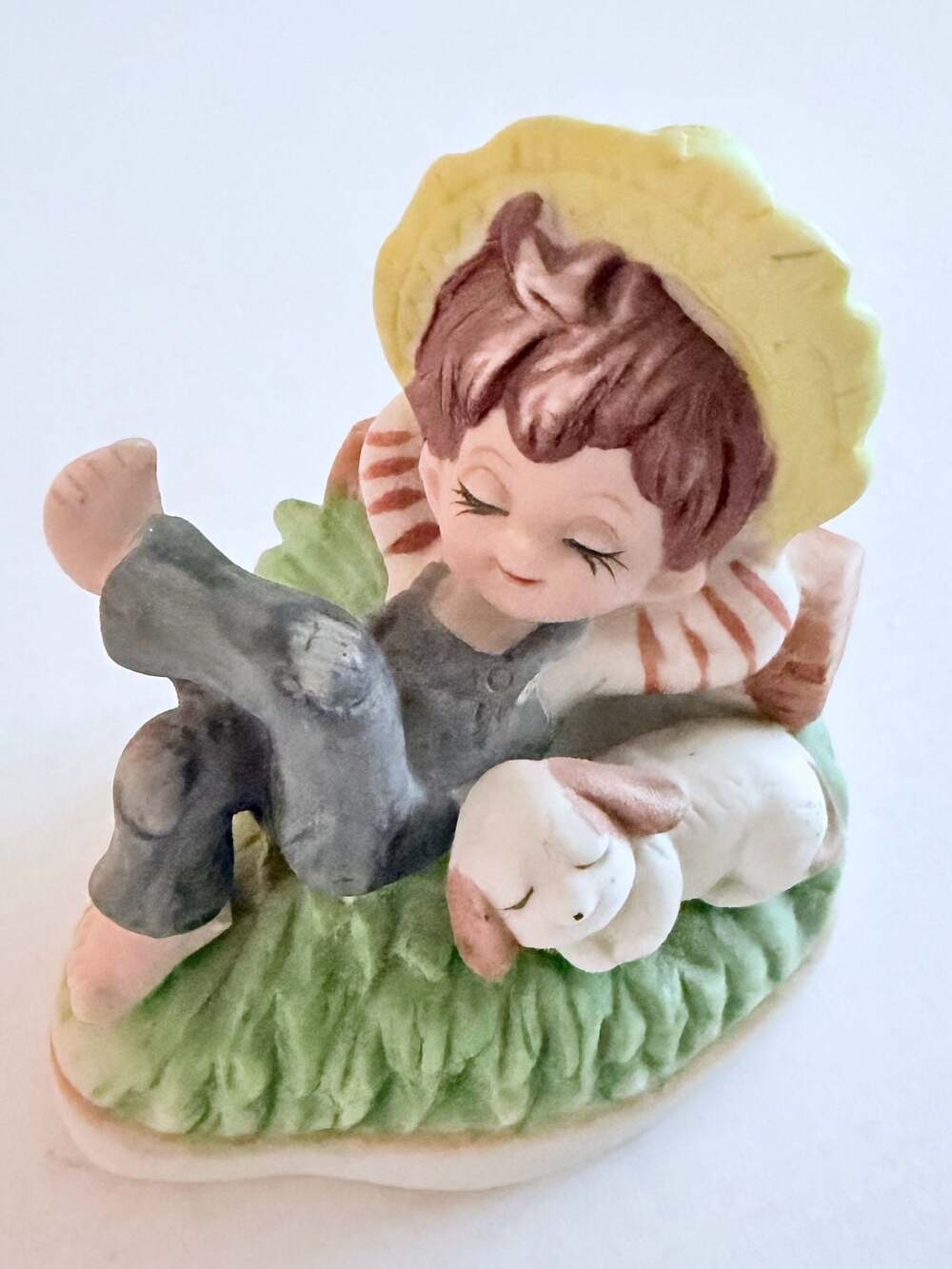 Vintage PCCI Taiwan Boy and Puppy Sleeping Figurine